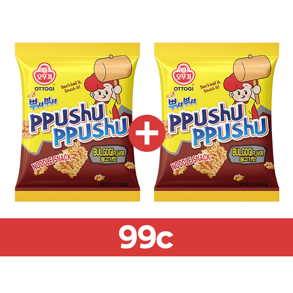 [Buy1Get1Free] OTTOGI Ppushu Ppushu Noodle Snack Bulgogi Flavour 90g