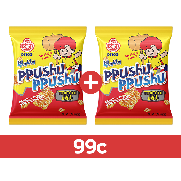 [Buy1Get1Free] OTTOGI Ppushu Ppushu Noodle Snack Tteok-bokki Flavour 90g